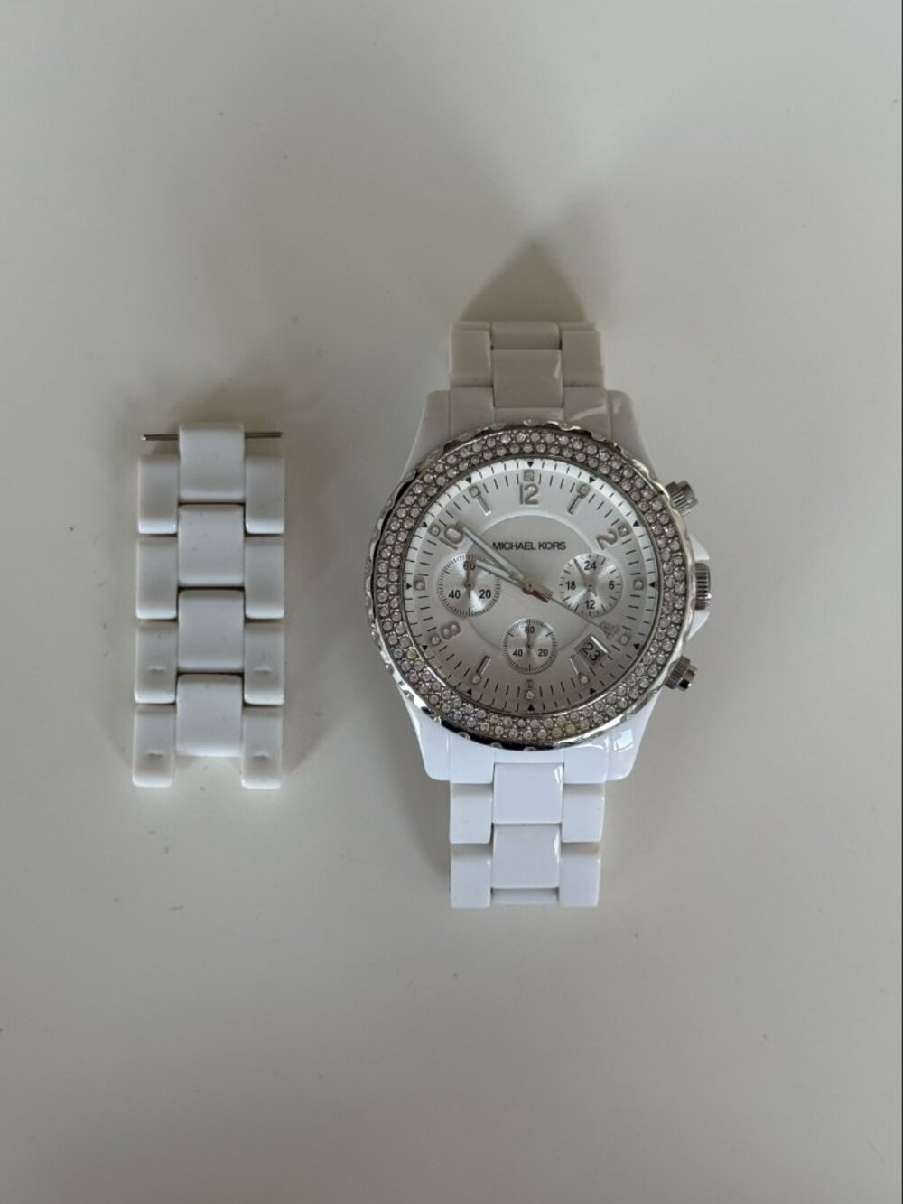 Michael Kors White Crystal Chronograph Watch